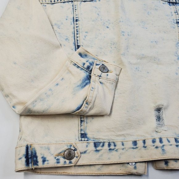 Destroyed Bleach-out Premium Denim Jacket Teen Girls 9-10 Forever 21 New no Tags - Picture 7 of 8